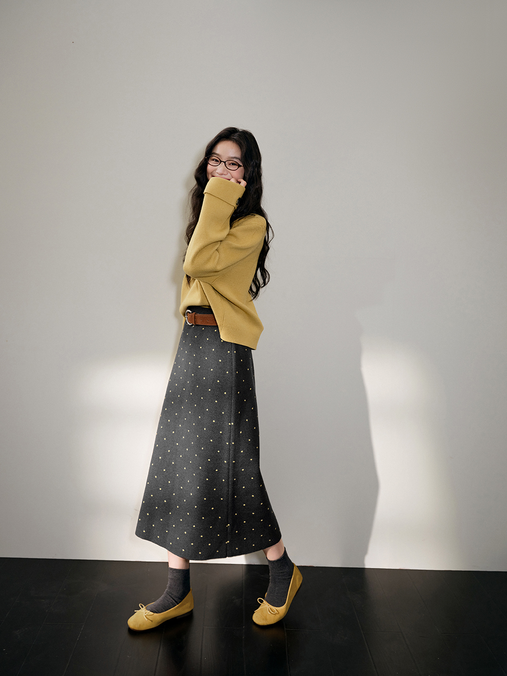 ドットニットスカート ノーブル NOBLE ドットモチーフニットスカート