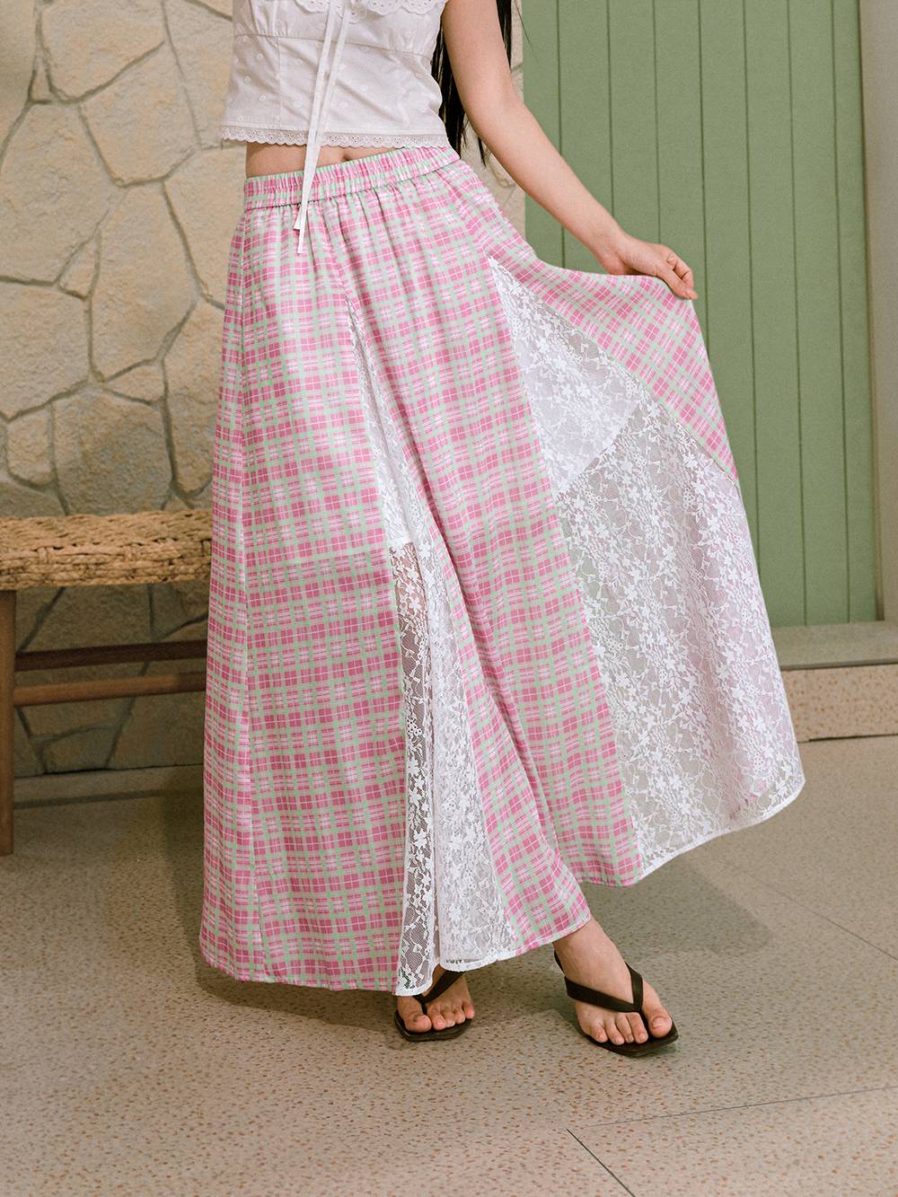 Plaid Flowy Maxi Skirt – KUOSE.com