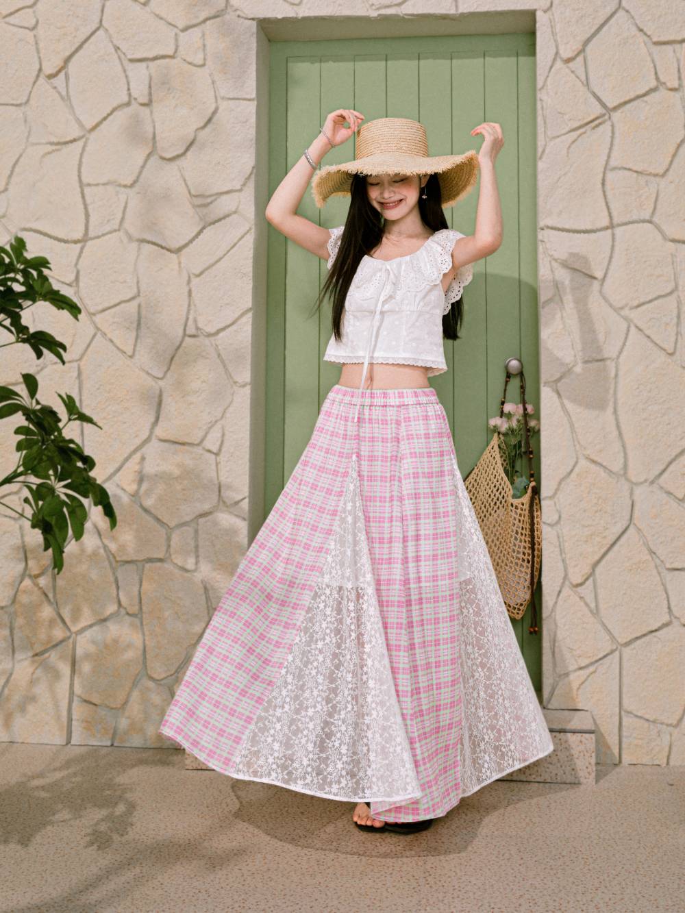 Plaid Flowy Maxi Skirt – KUOSE.com