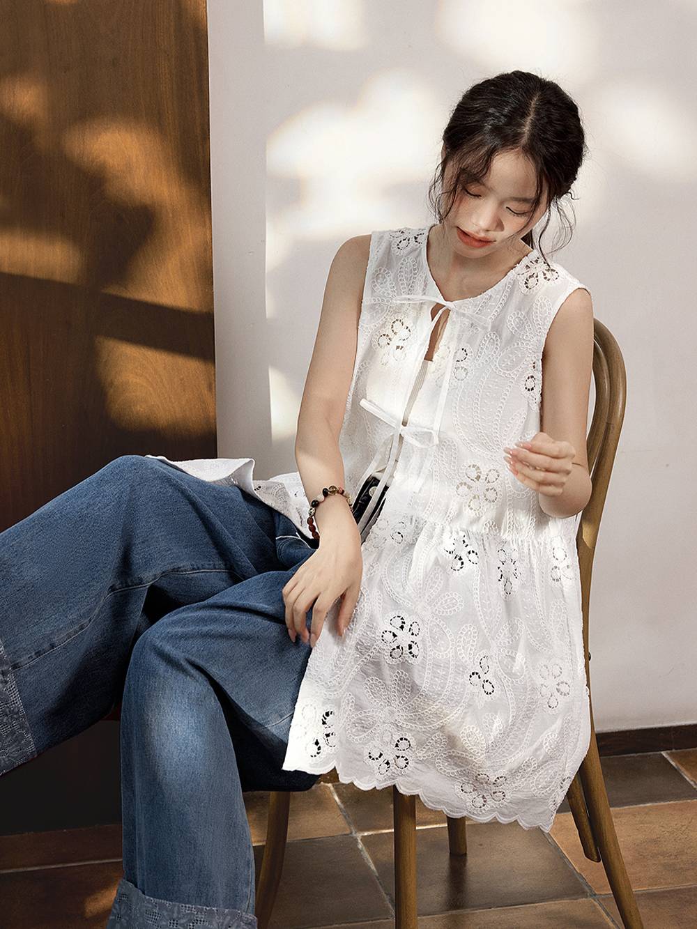 【DEARMINE】Rie Pleats Crop Shirt DEARMINE】Rie Pleats Crop Shirt