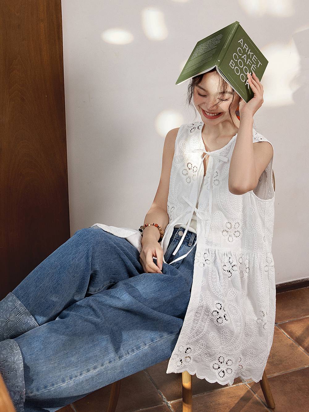 Embroidered Tie Tank Top – KUOSE.com