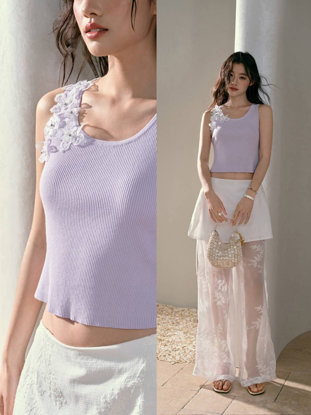 Lilac Floral Knit Tank Top – KUOSE.com