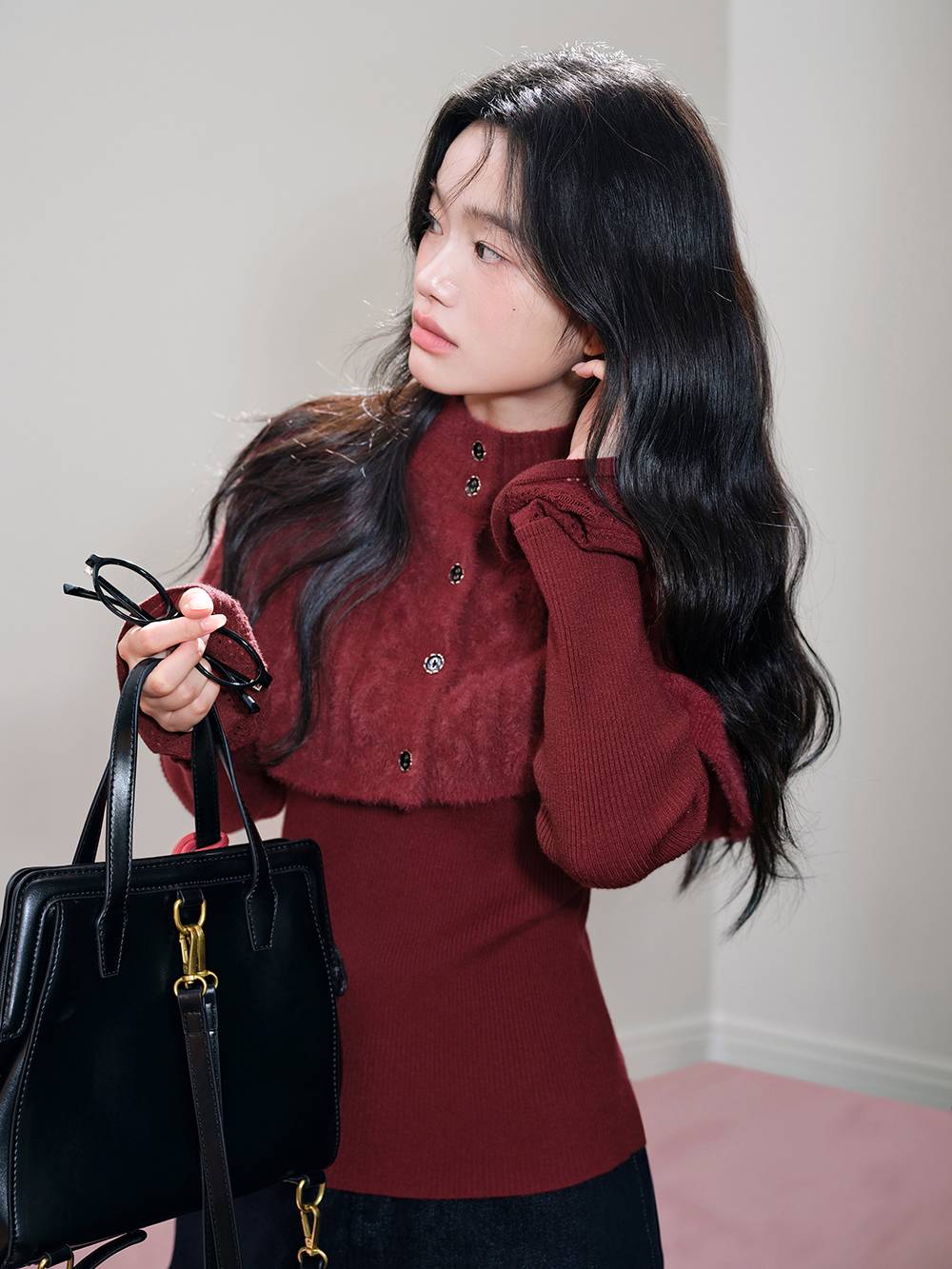 Knit Cape and Long-Sleeve Top