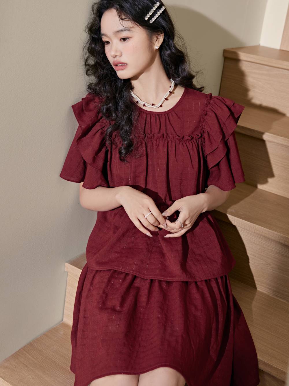 ワンピース KUOSE KUOSE クオセ 花のマキシドレス ワンピース 花柄 パフスリーブ A