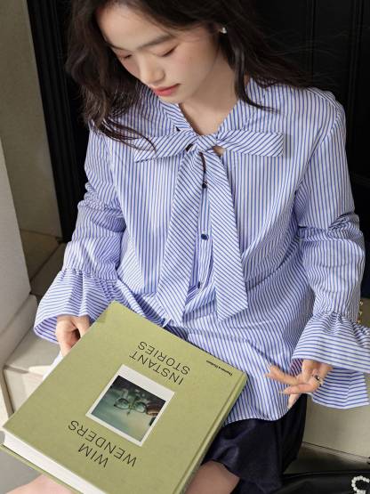 lig. リグドット ribbon blouse / black - トップス