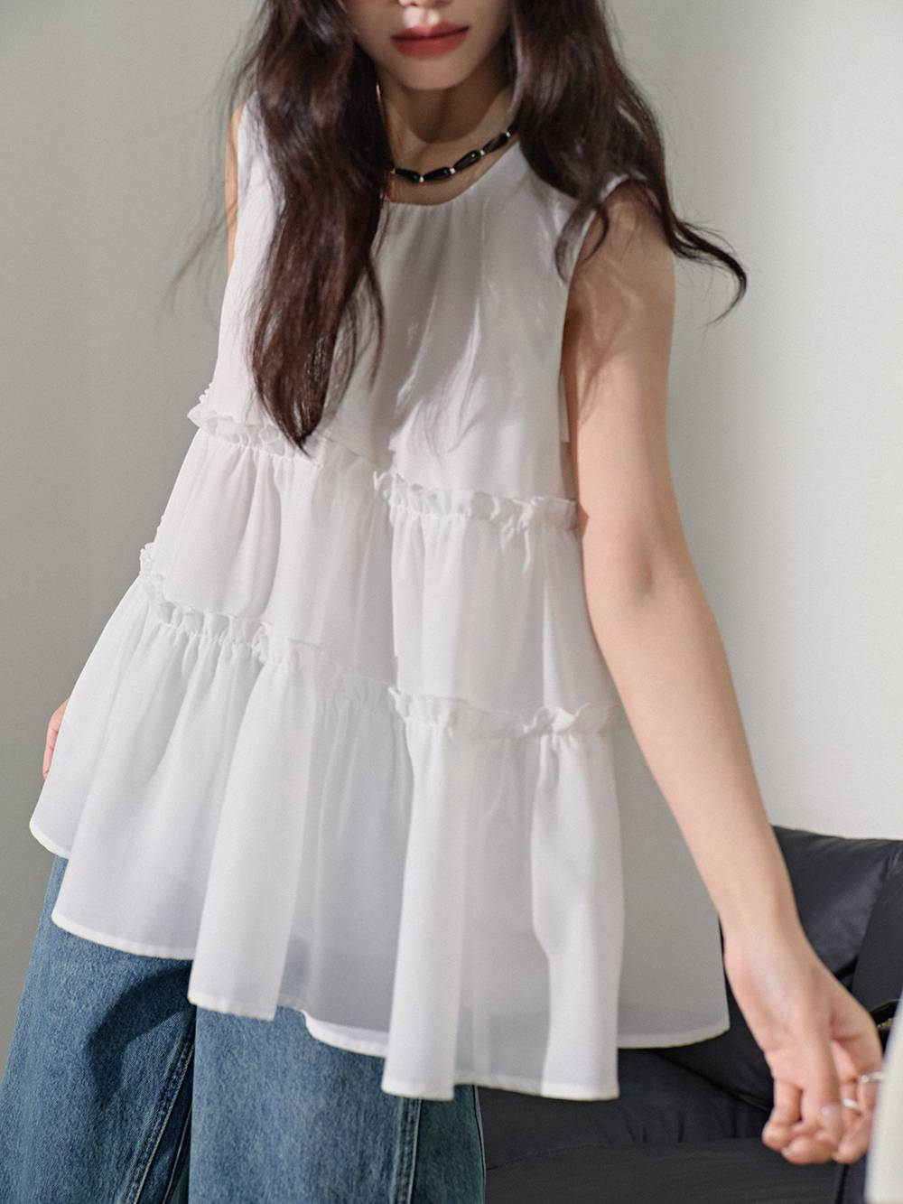ノースリーブの階層型ブラウス – KUOSE.com