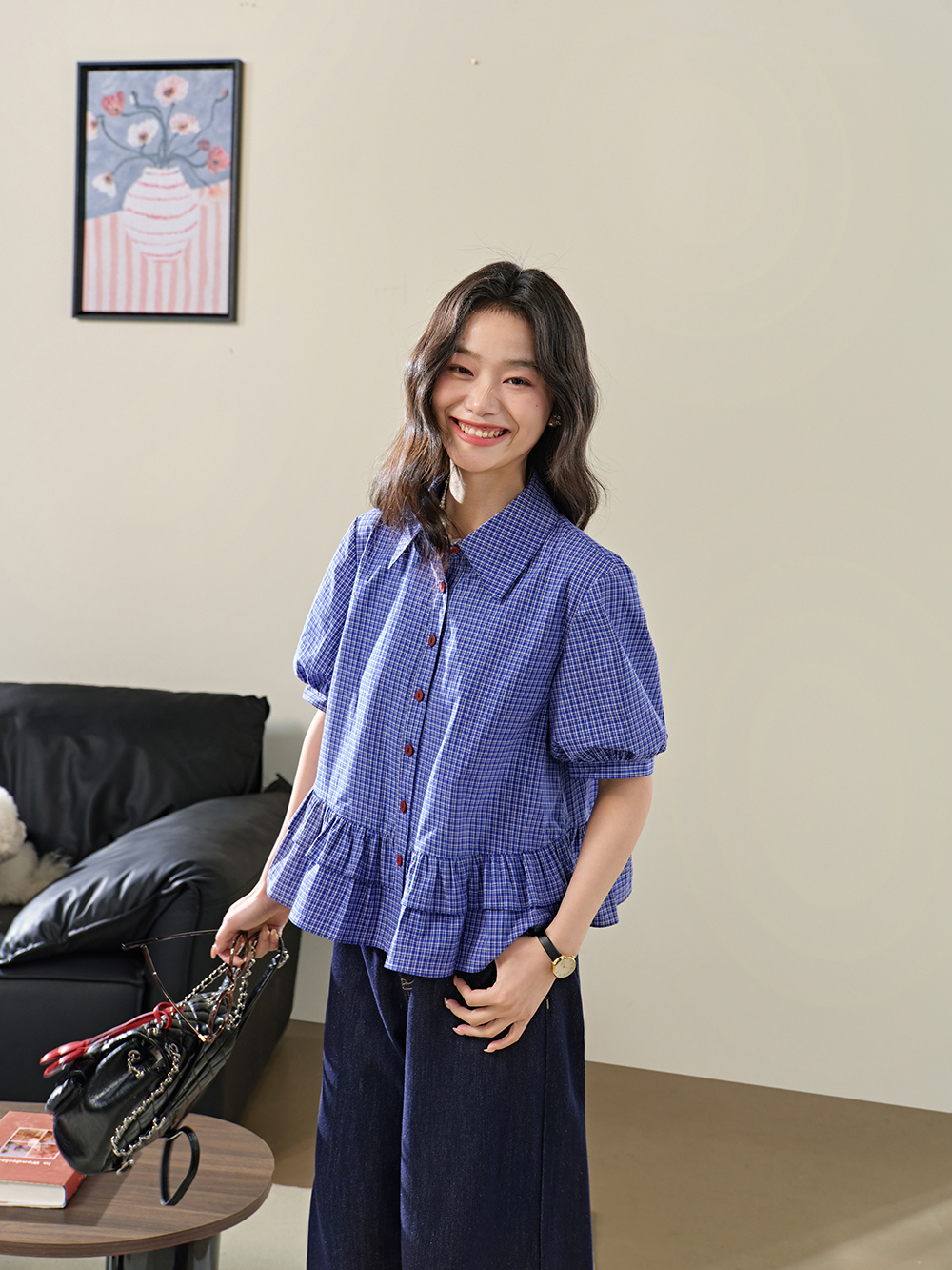 Blue Plaid Blouse – KUOSE.com Blue Plaid Blouse – KUOSE.com