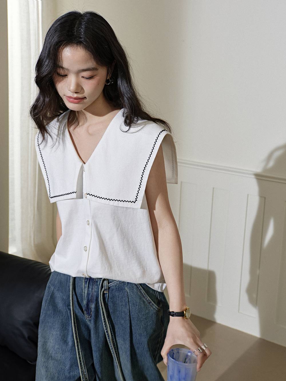 Wide Collar Top – KUOSE.com Wide Collar Top – KUOSE.com
