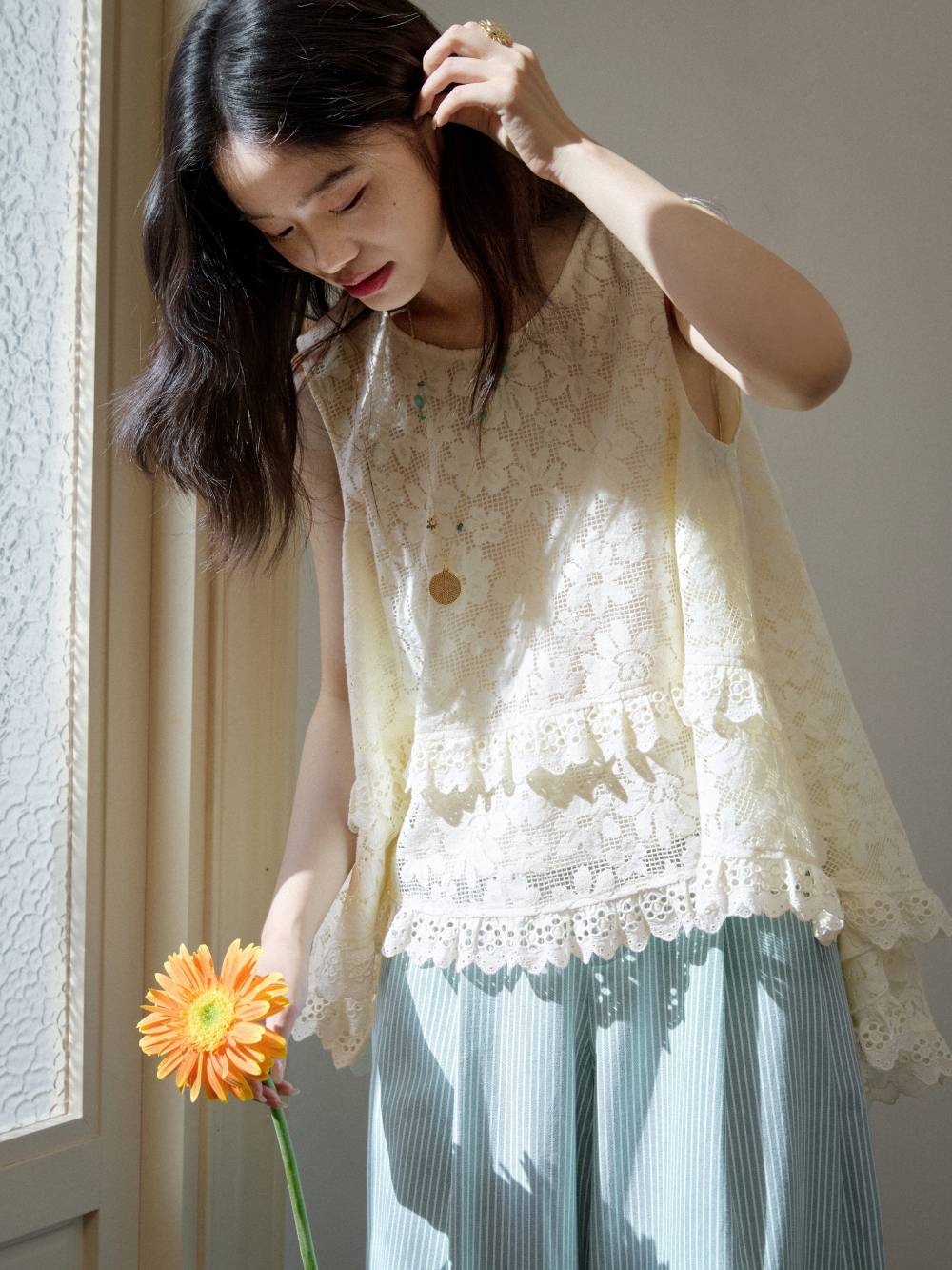 トップス Yilon LACE DOCKING TEE Floral Lace Top – KUOSE.com