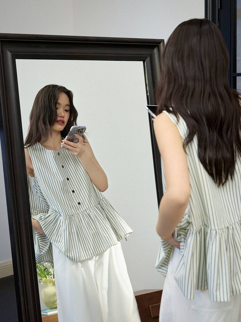 Kuose ストライプ長袖シャツ 象徴的なストライプ – KUOSE.com