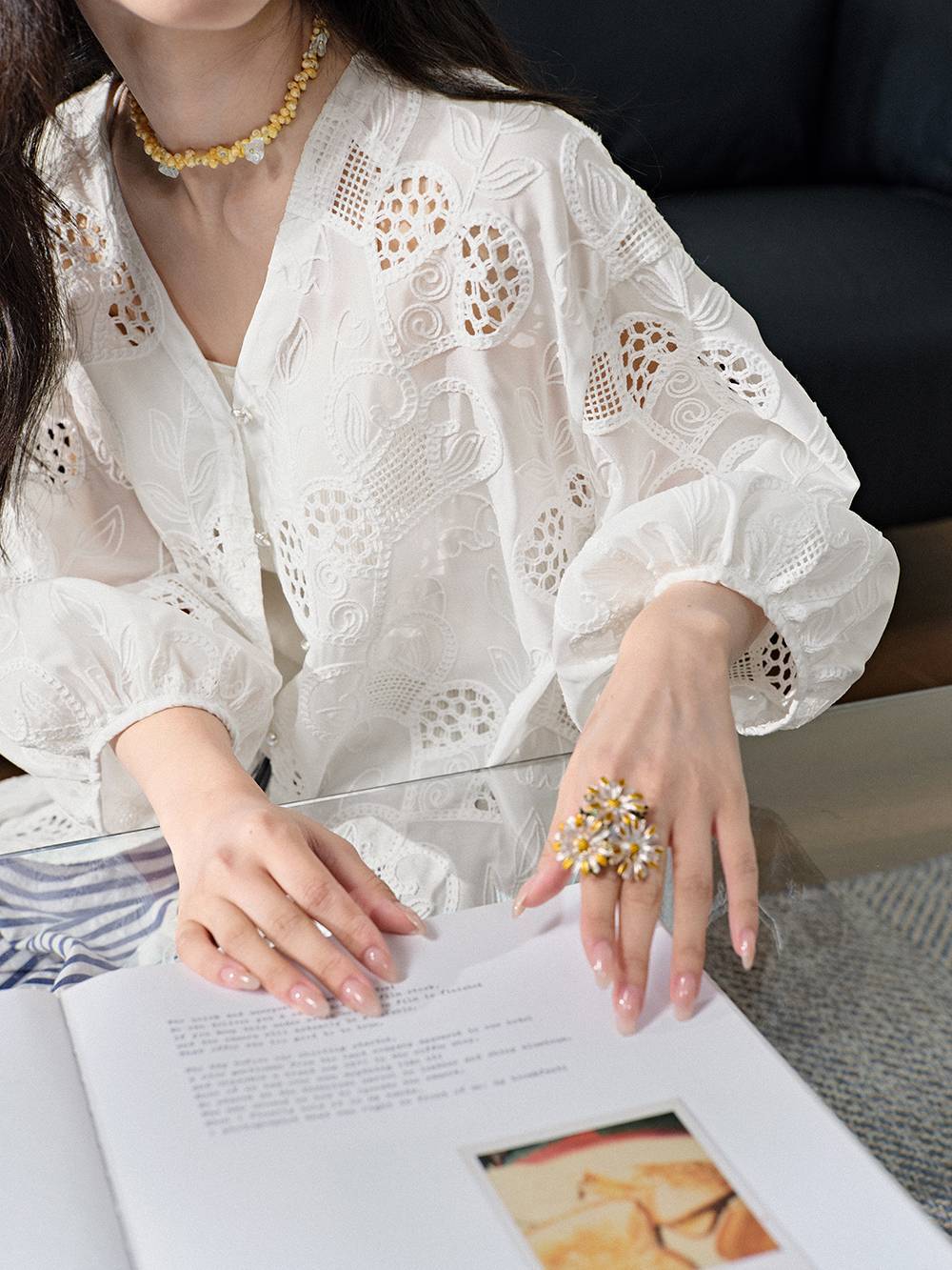トップス yokochan Pearl Circular Blouse Sailor Collar Blouse – axes femme from JAPAN
