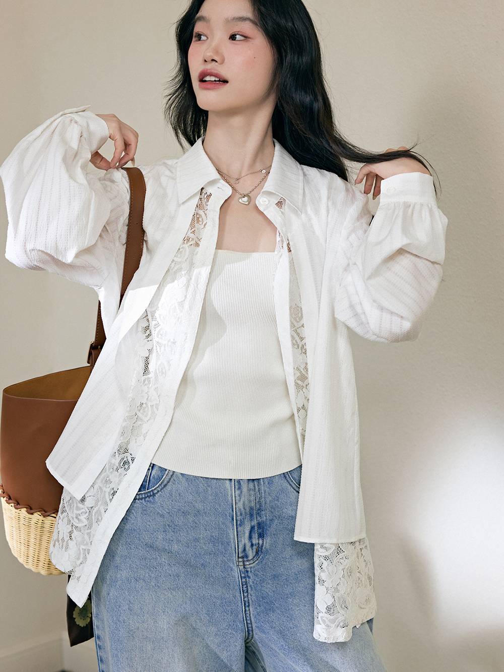 ミュージシャン Layered Coller Blouse [WH/] ミュージシャン Layered Coller Blouse [WH/] ミュージシャン