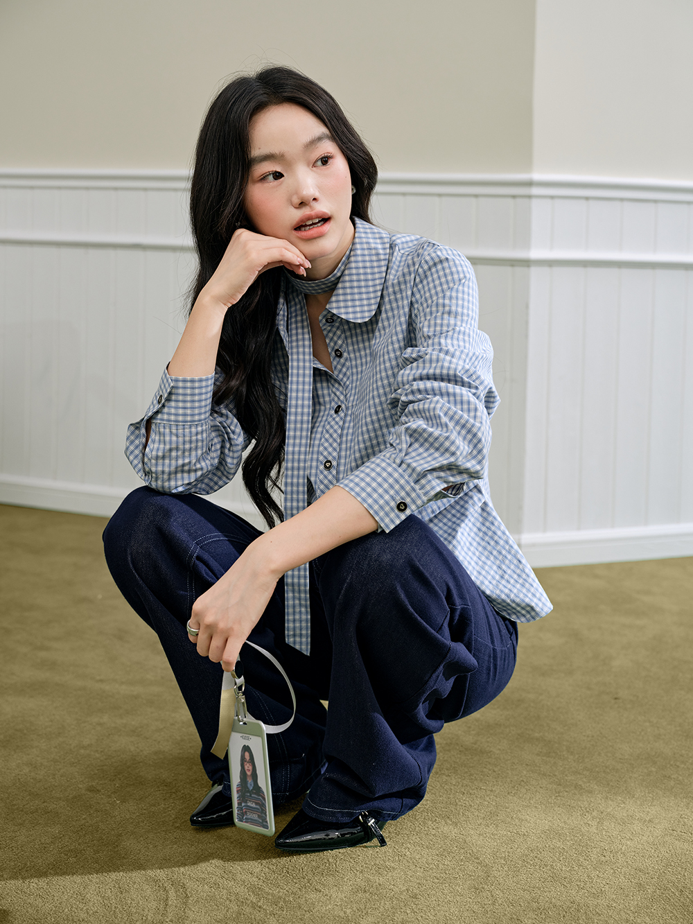 Plaid Bow Tie Blouse – KUOSE.com