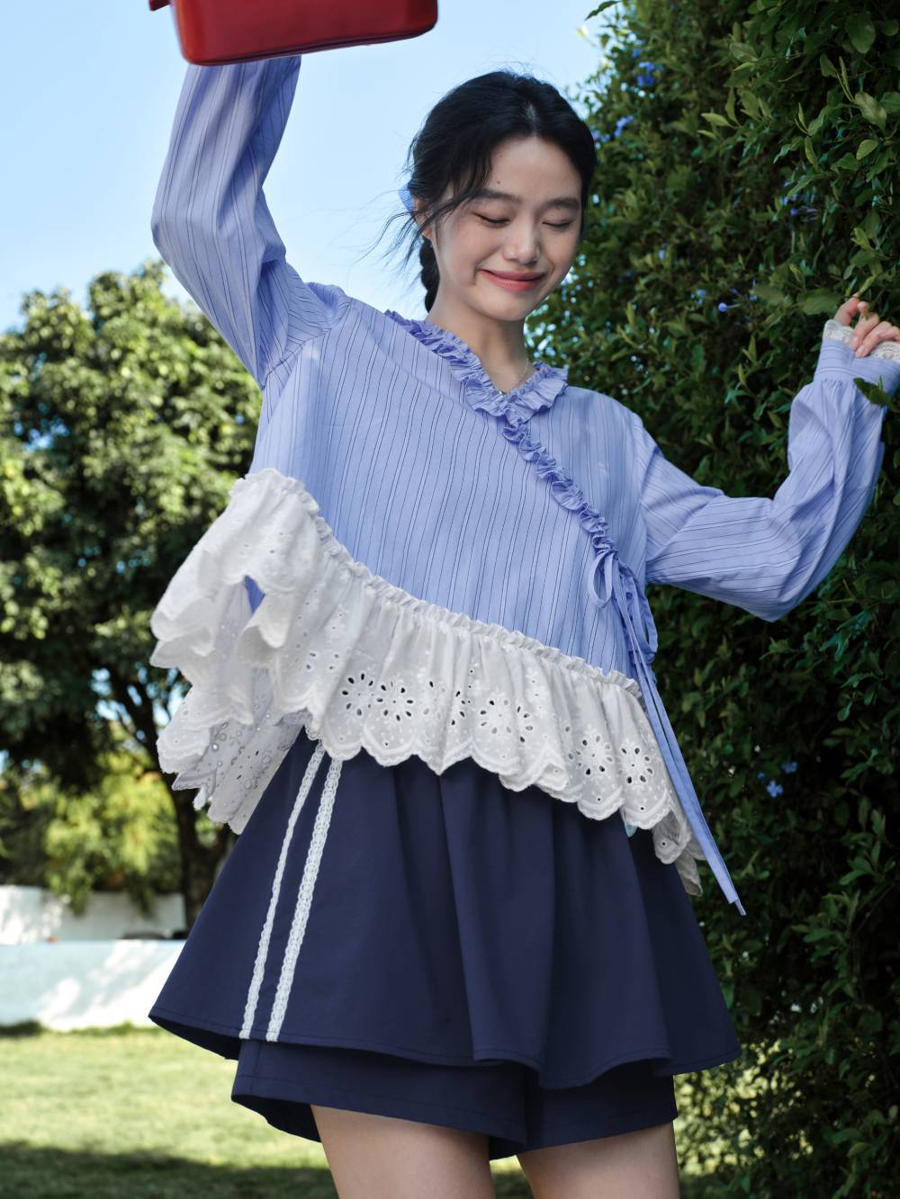 ブルーストライプフリルブラウス – KUOSE.com