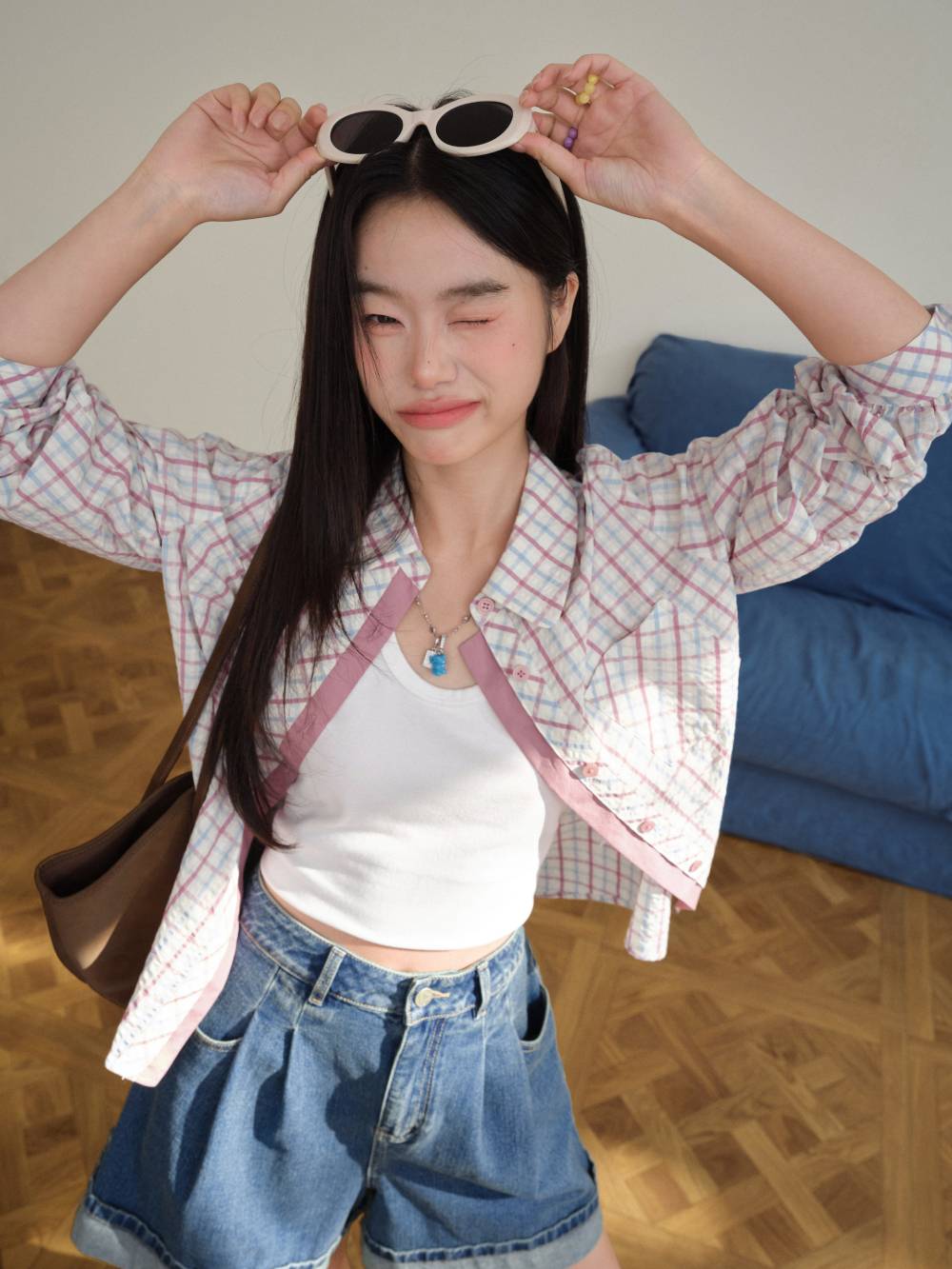 レイヤードルックチェック柄ブラウス – KUOSE.com