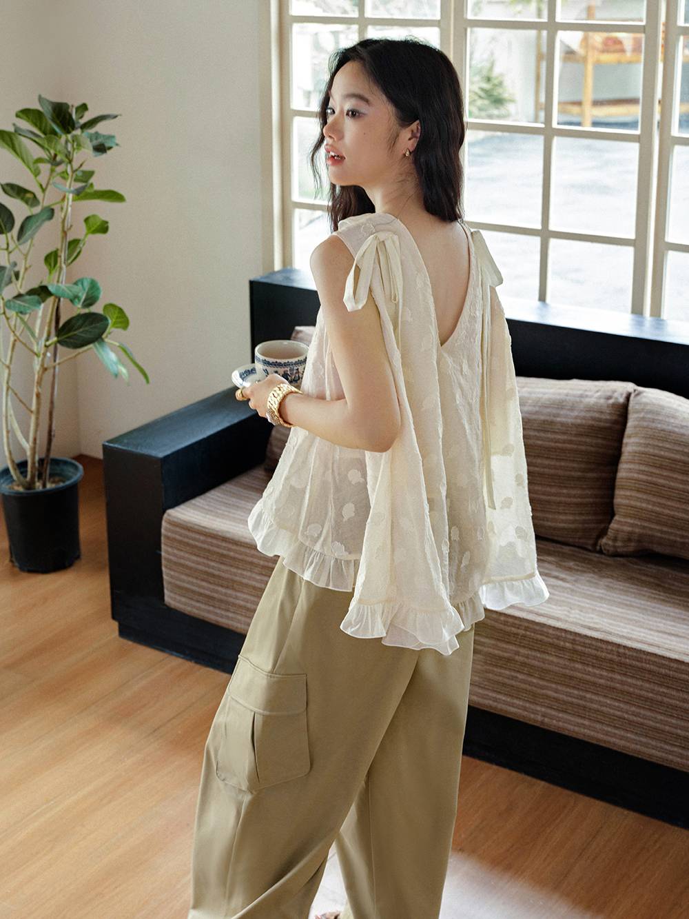 トップス ANDWANG Couture Frill Ribbon Tops トップス ANDWANG