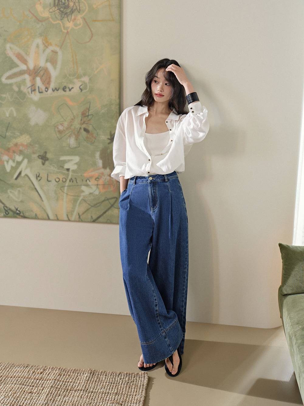 ★Kashiko★ Embroidered Pintuck Wide Pants 【送料0/関税0】 516Qf362TIL._AC_SY606_.jpg