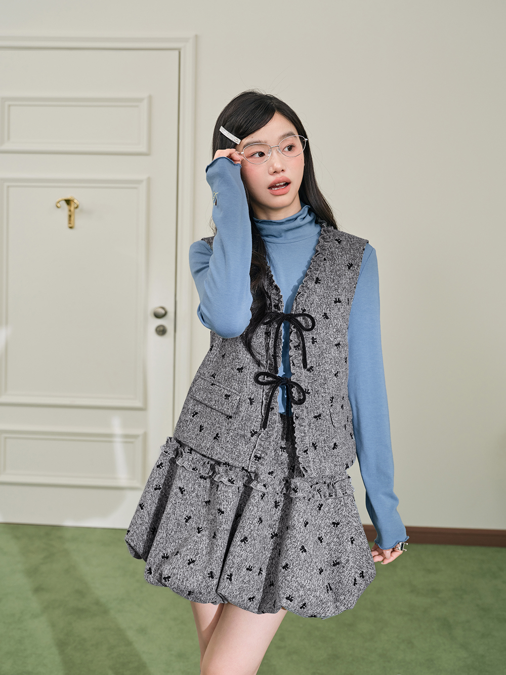 Ribbon Tie Vest and Skirt – KUOSE.com