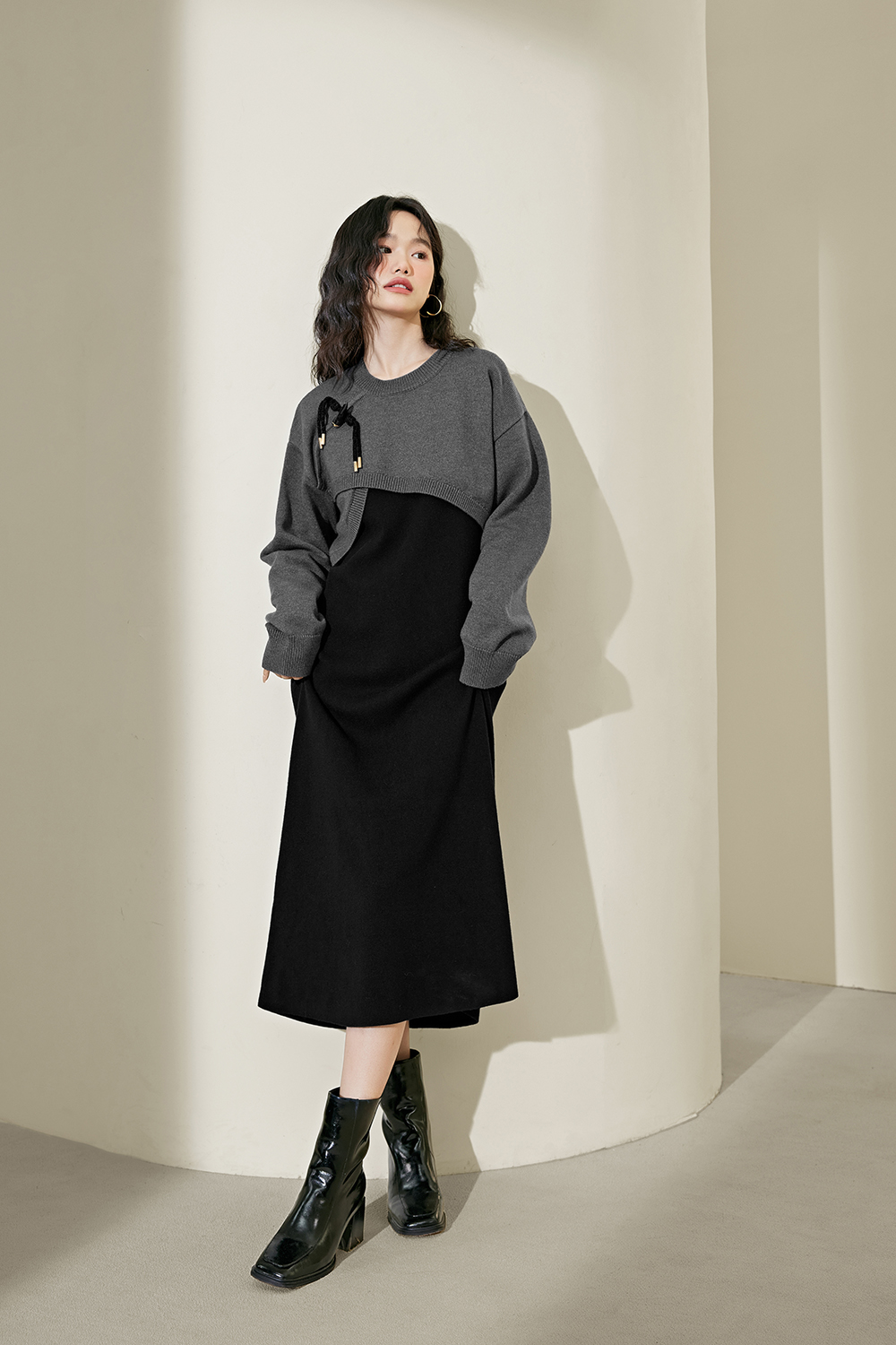 Cropped Jumper and Dress Set –