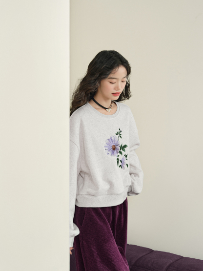 Floral Embroidered Sweatshirt – KUOSE.com