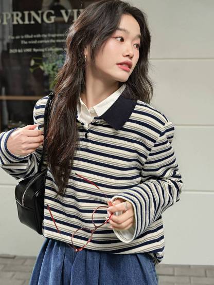 Striped Long Sleeve Top – KUOSE.com Striped Long Sleeve Top – KUOSE.com