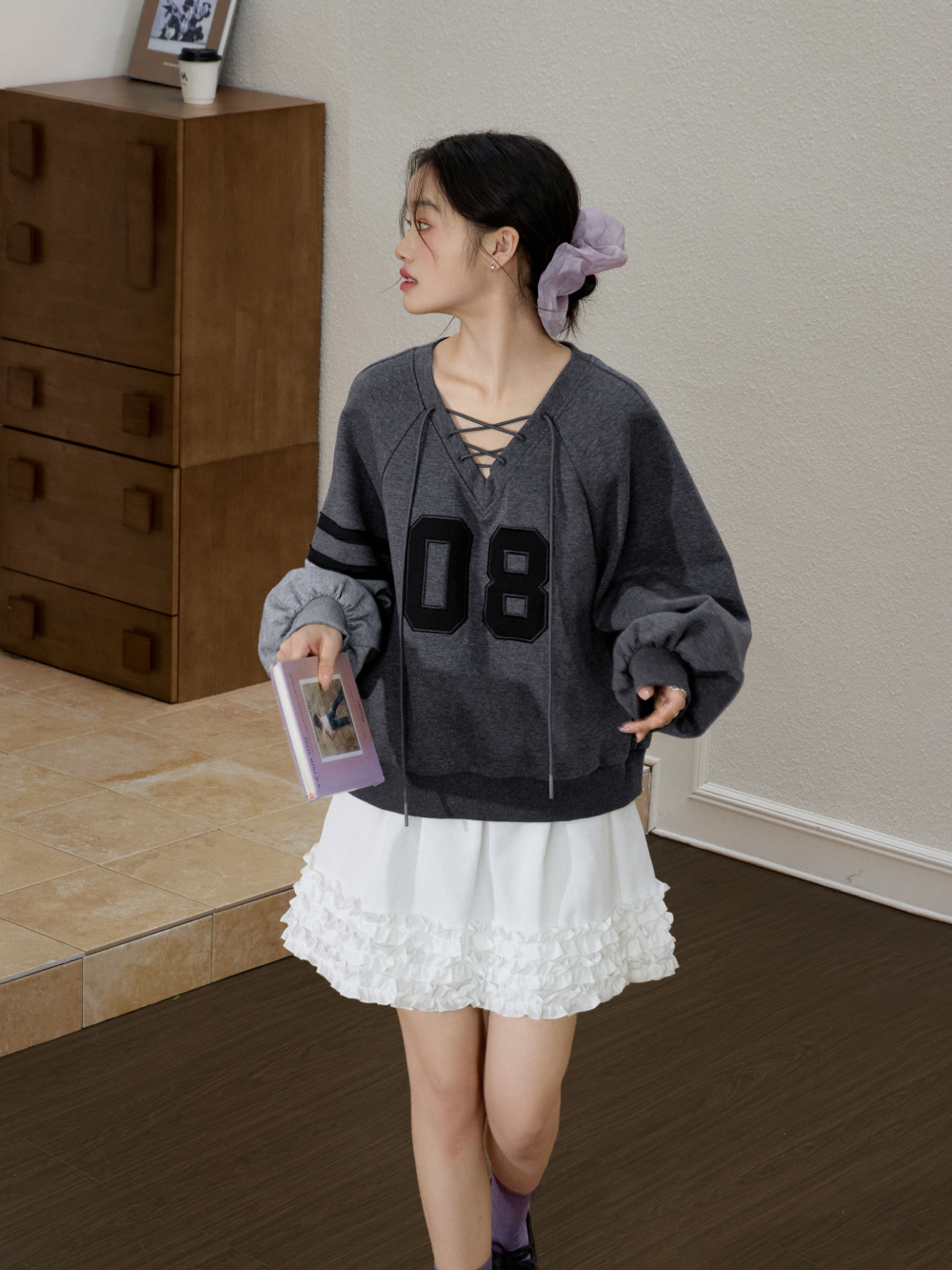 スカート andwang Kirakira v neck hoodie miniskirt andwang Kirakira v neck hoodie miniskirt