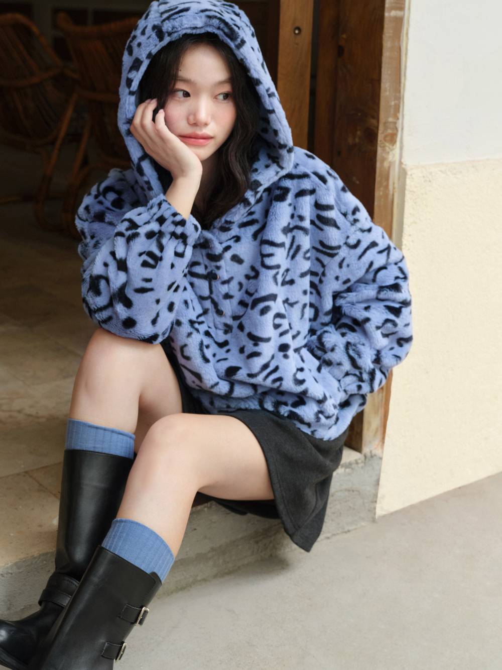 フード付きヒョウ柄スウェットシャツ – KUOSE.com