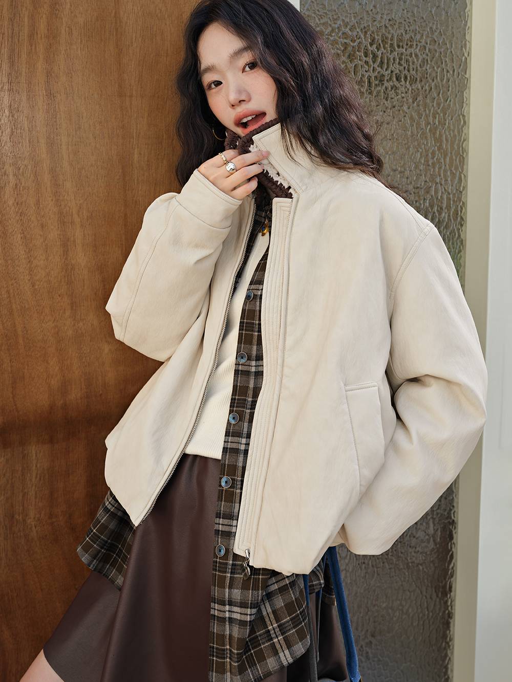 Knit Collar Full Zip Jacket – KUOSE.com