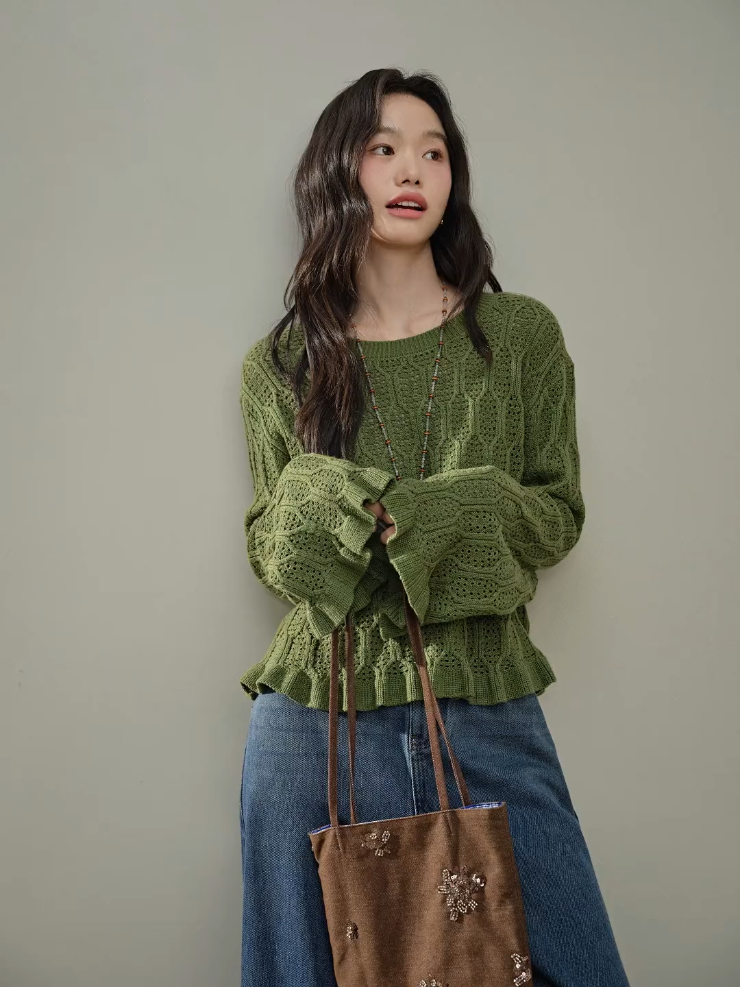 むぎちゃむFRILL HALF SLEEVE HAND KNIT TOPS むぎちゃむFRILL HALF SLEEVE HAND KNIT TOPS w1536_62_1400x