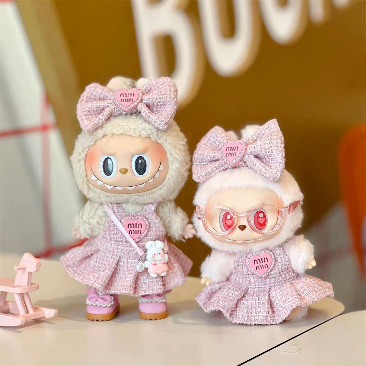 Classic Pink Tweed Dress & Bow Set