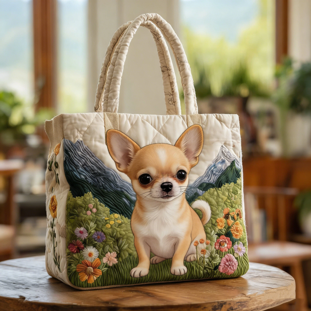 Vintage Timeless Chihuahua Quilted Tote Bag | inBag17