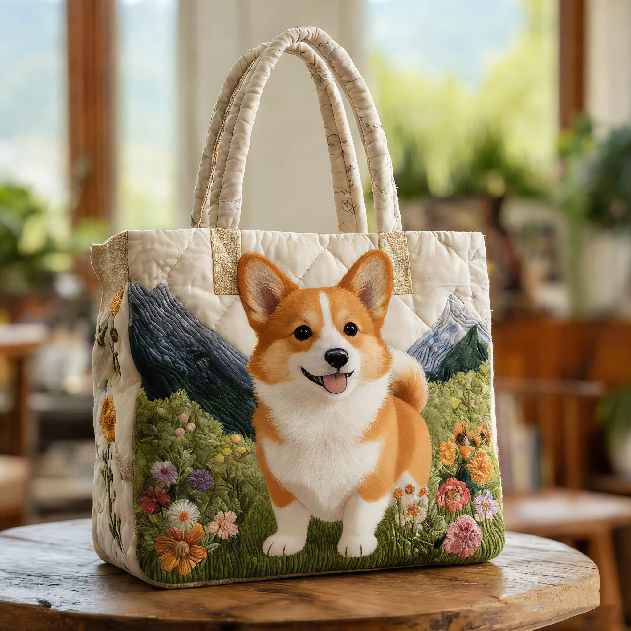 Vintage Timeless Pembroke Welsh Corgi Quilted Tote Bag | inBag26