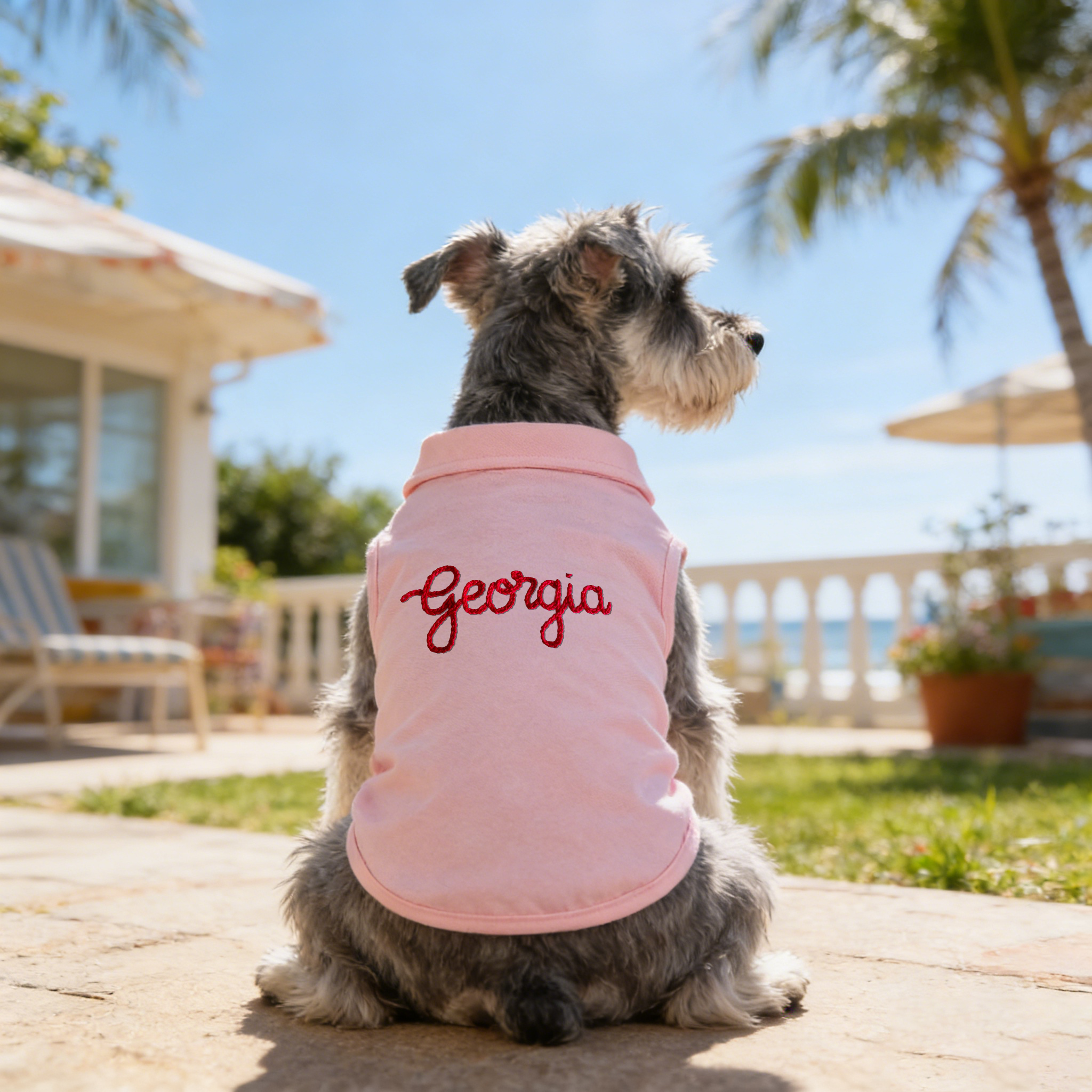 Personalized Embroidered Name Summer Sleeveless Dog Polo Shirt | inCloth78
