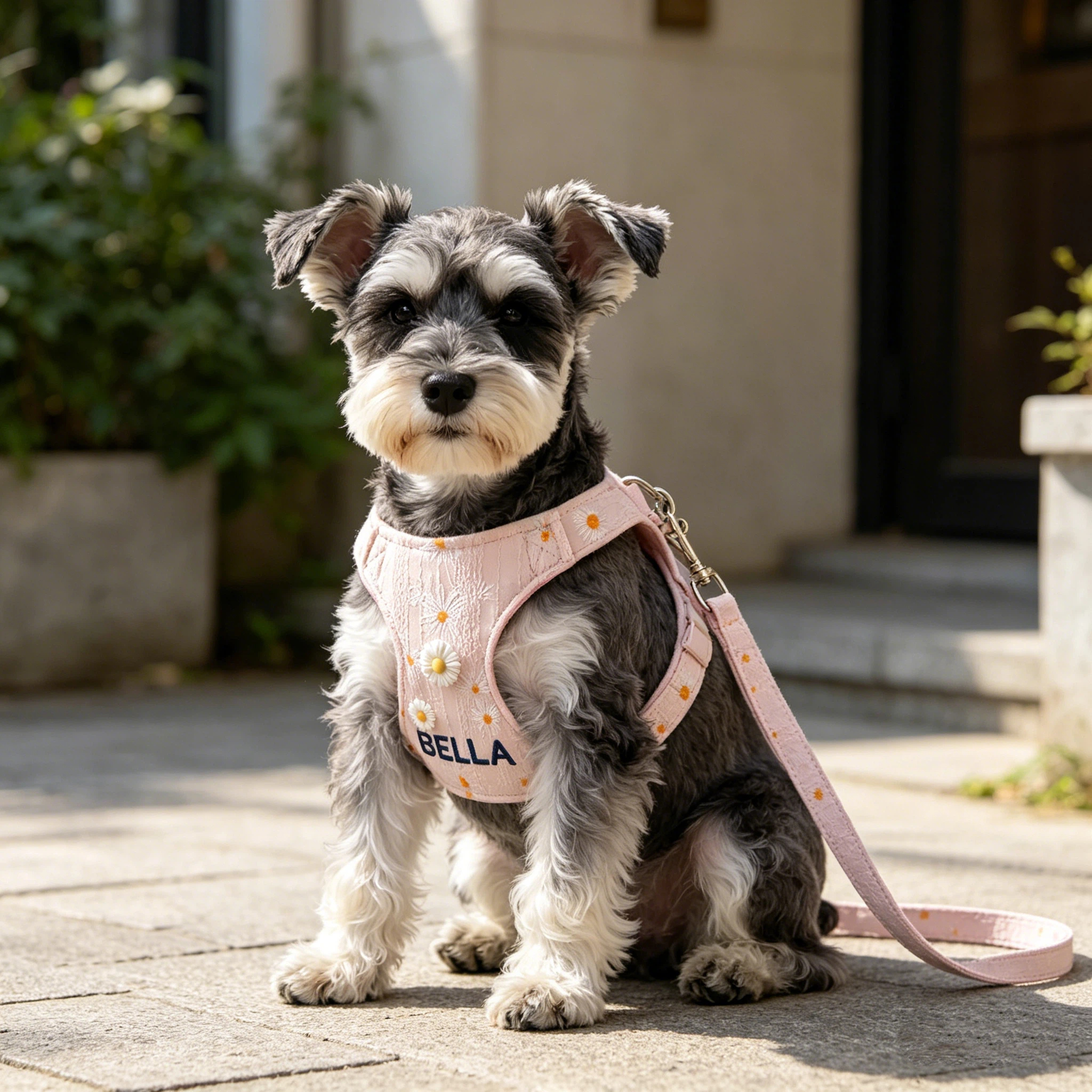 Personalized Engraved Name Daisy Pet Harness With Leash | inAccs53
