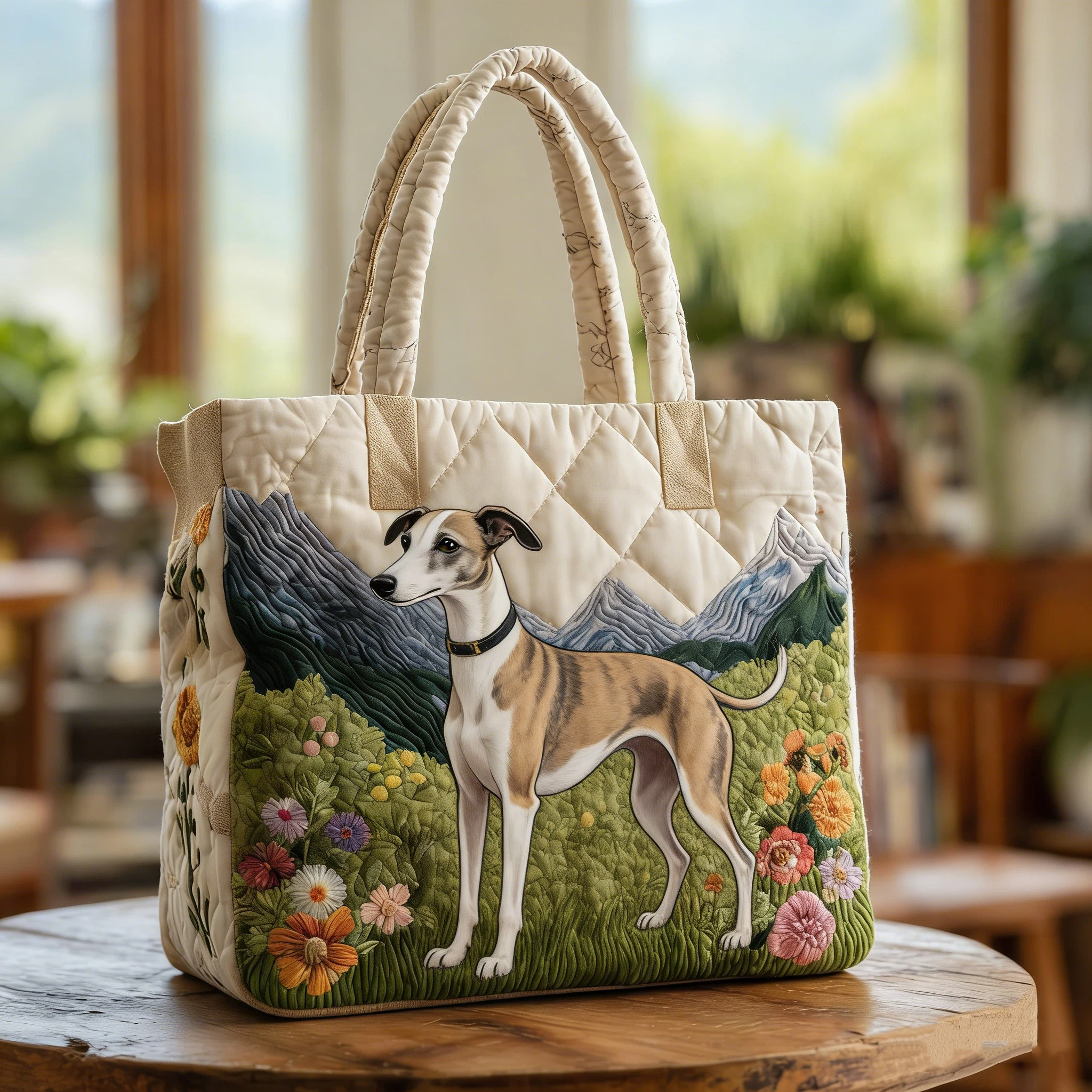 Vintage Timeless Italian Greyhound Quilted Tote Bag | inBag30