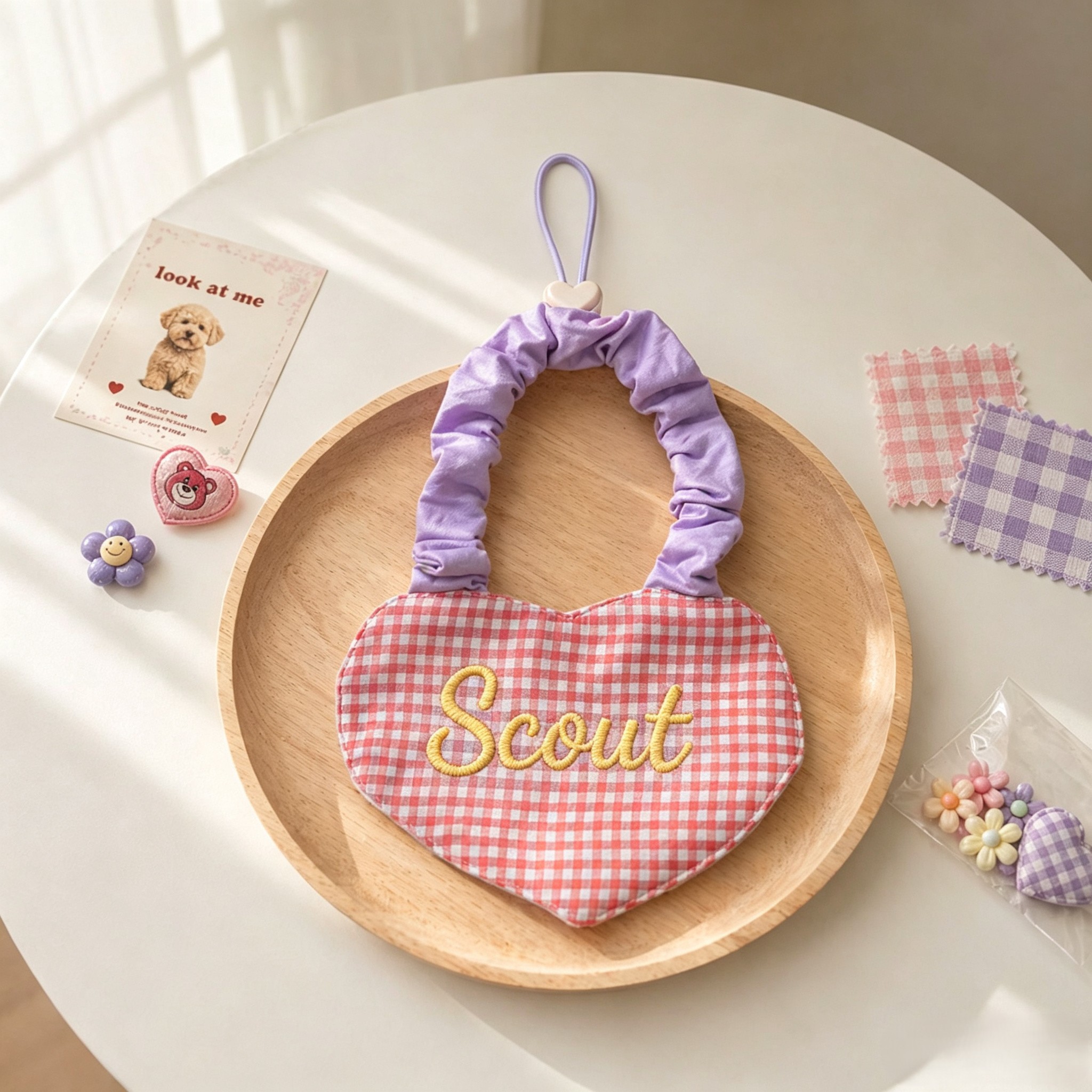 Personalized Embroidered Heart-Shaped Pet Bib | inAccs66