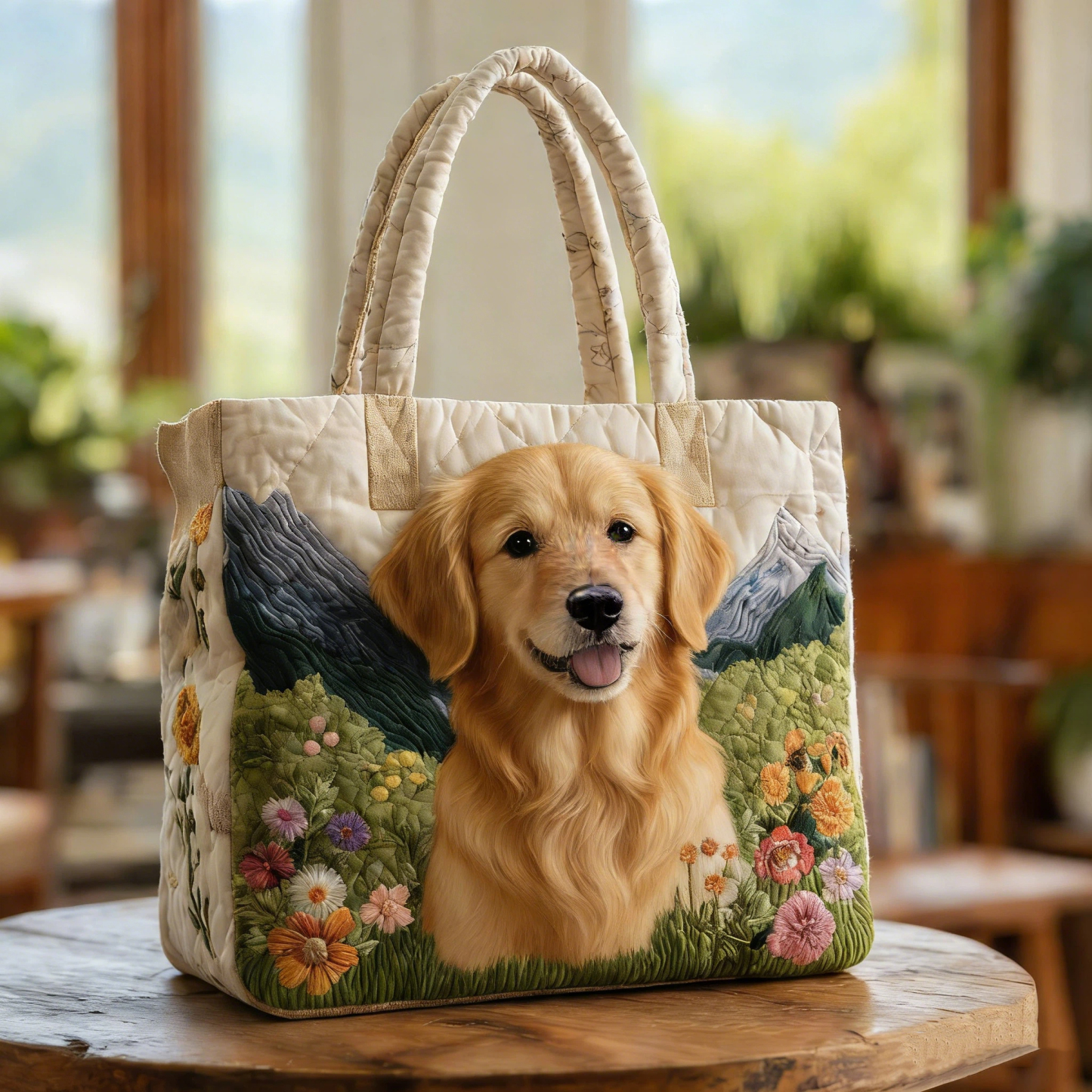 Vintage Timeless Golden Retriever Quilted Tote Bag | inBag18