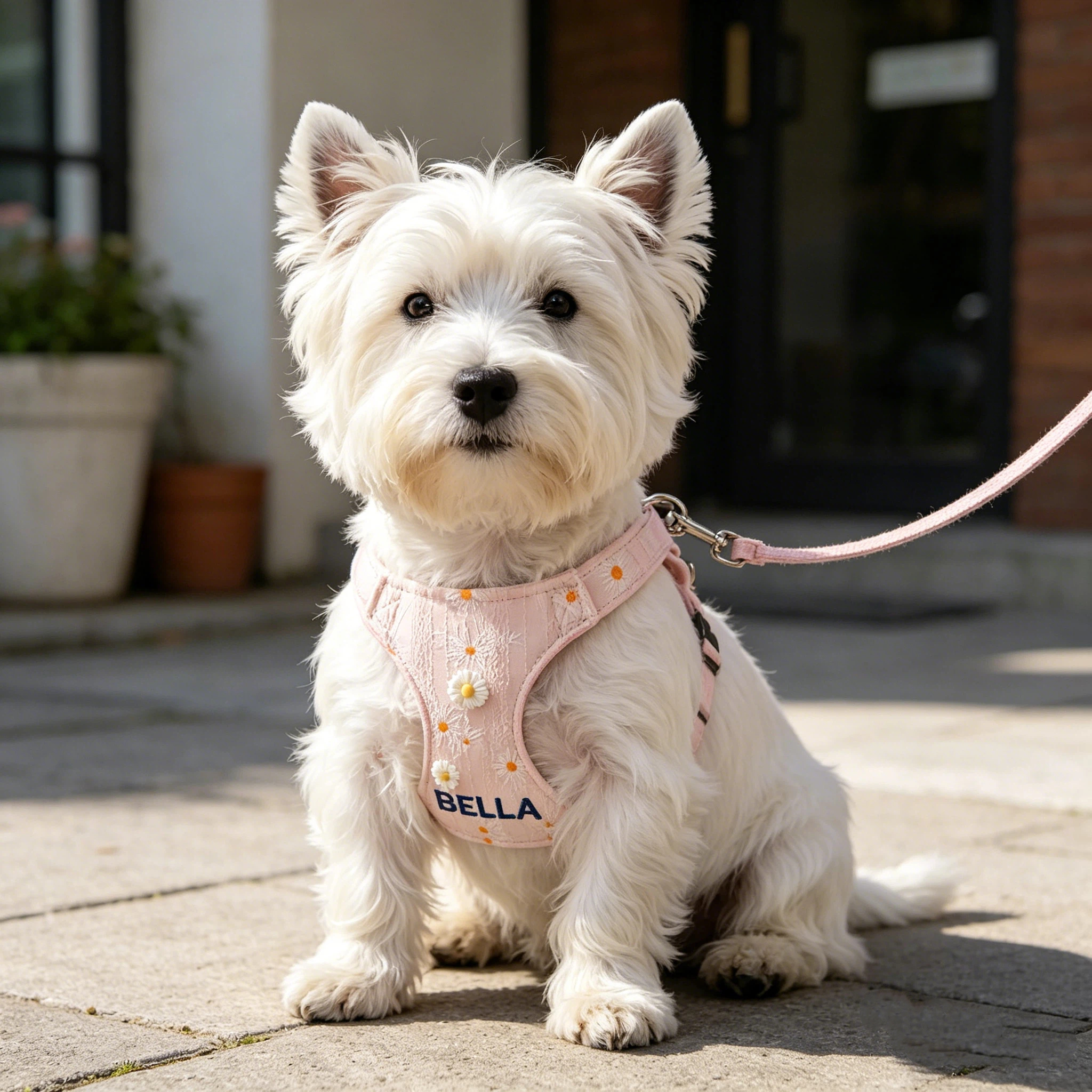 Personalized Engraved Name Daisy Pet Harness With Leash | inAccs53