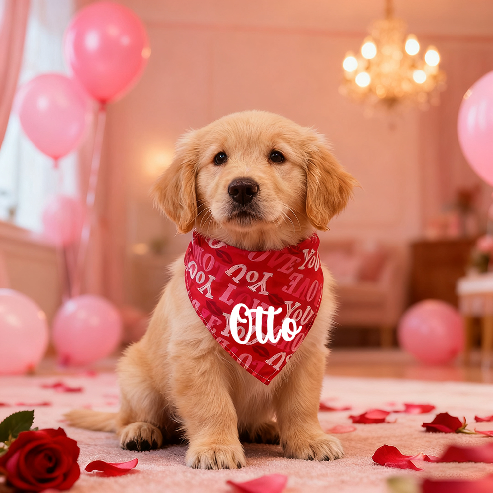 Personalized Romantic Valentine's Day Pet Bandana | KKPet388