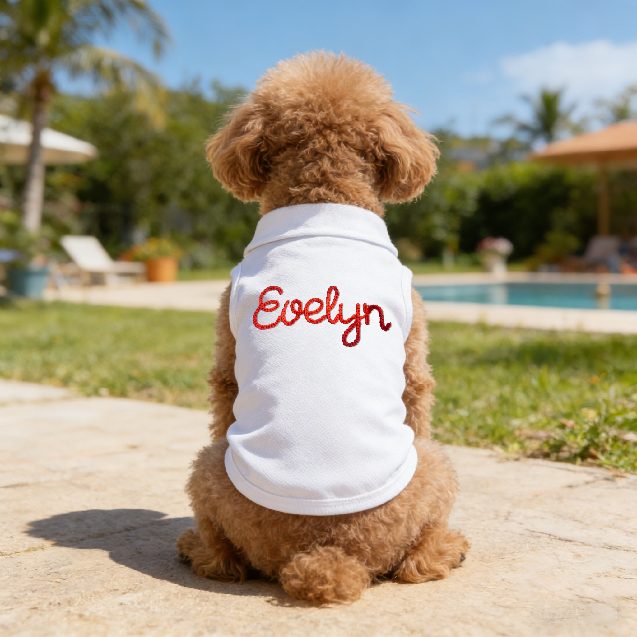 Personalized Embroidered Name Summer Sleeveless Dog Polo Shirt | inCloth78