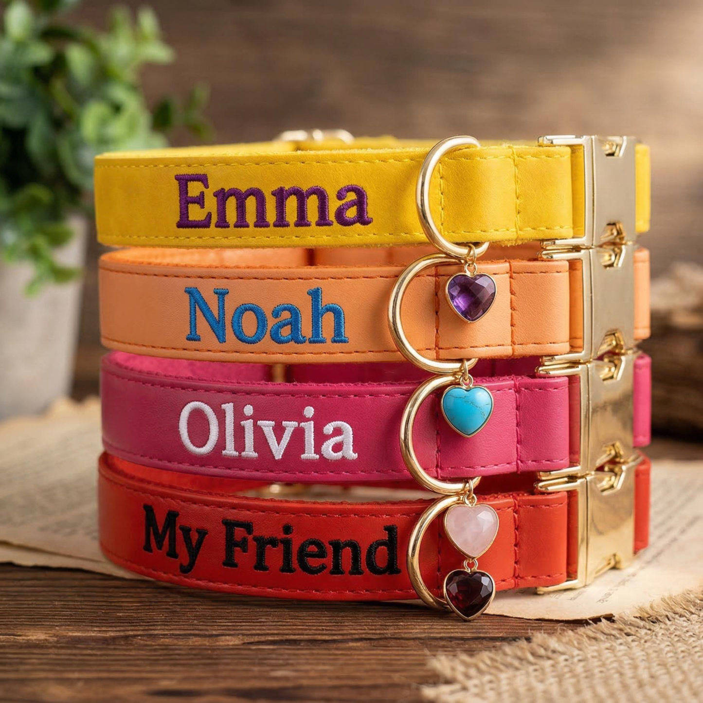 Personalized Embroidered Name Leather Pet Collar | inAccs34