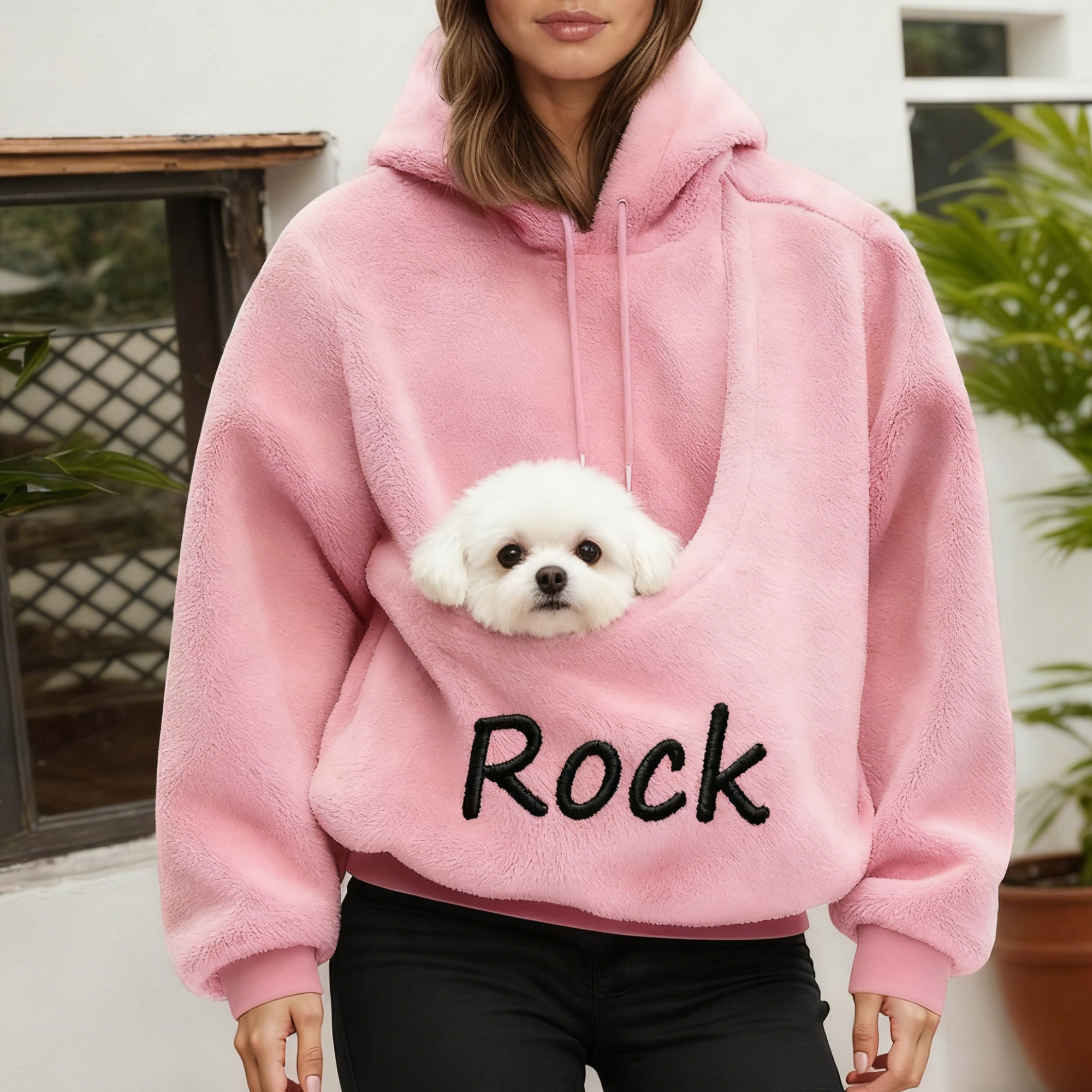 Personalized Embroidered Name Cozy Pet Carrier Fleece Hoodie | KKCloth330
