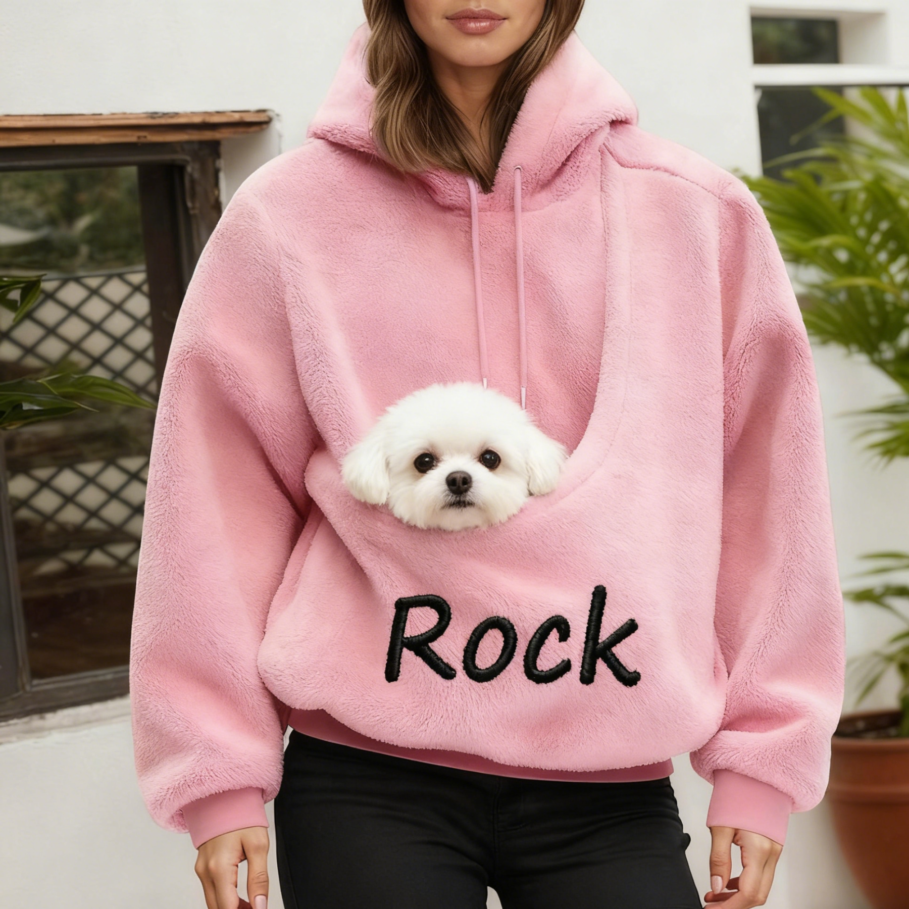 Personalized Embroidered Name Cozy Pet Carrier Fleece Hoodie | inpet10