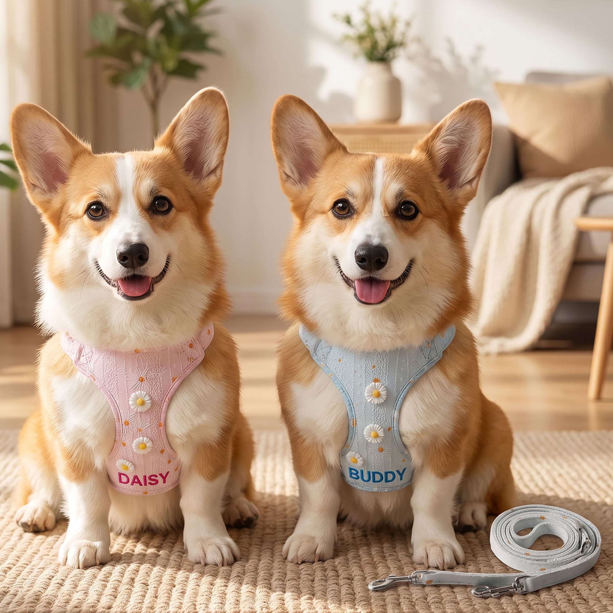 Personalized Engraved Name Daisy Pet Harness With Leash | inAccs53