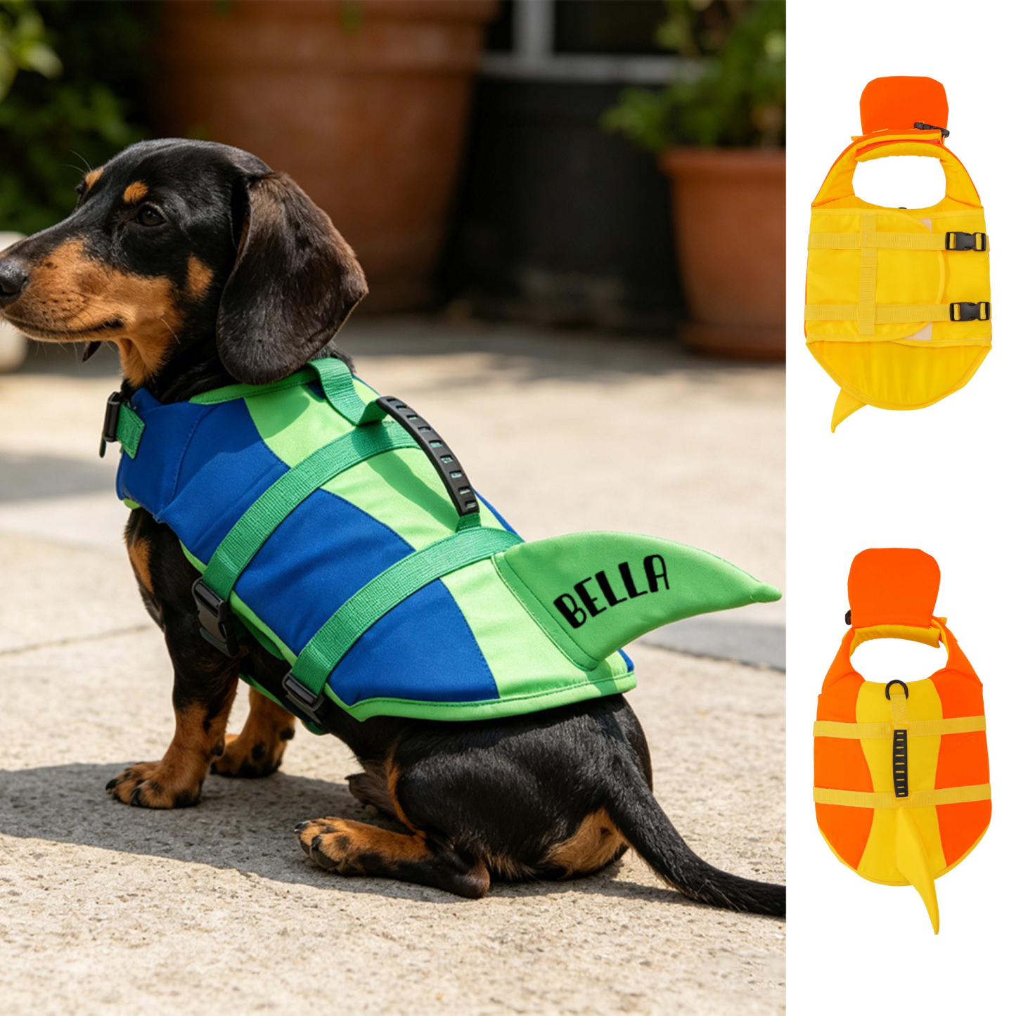 Personalized Name Summer Shark Pet Life Jacket | inCloth96