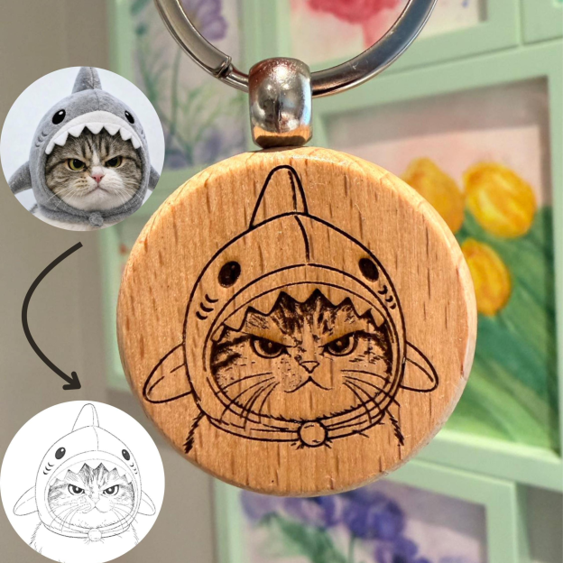 Personalized Pet Portrait Wood Keychain | inAccs52