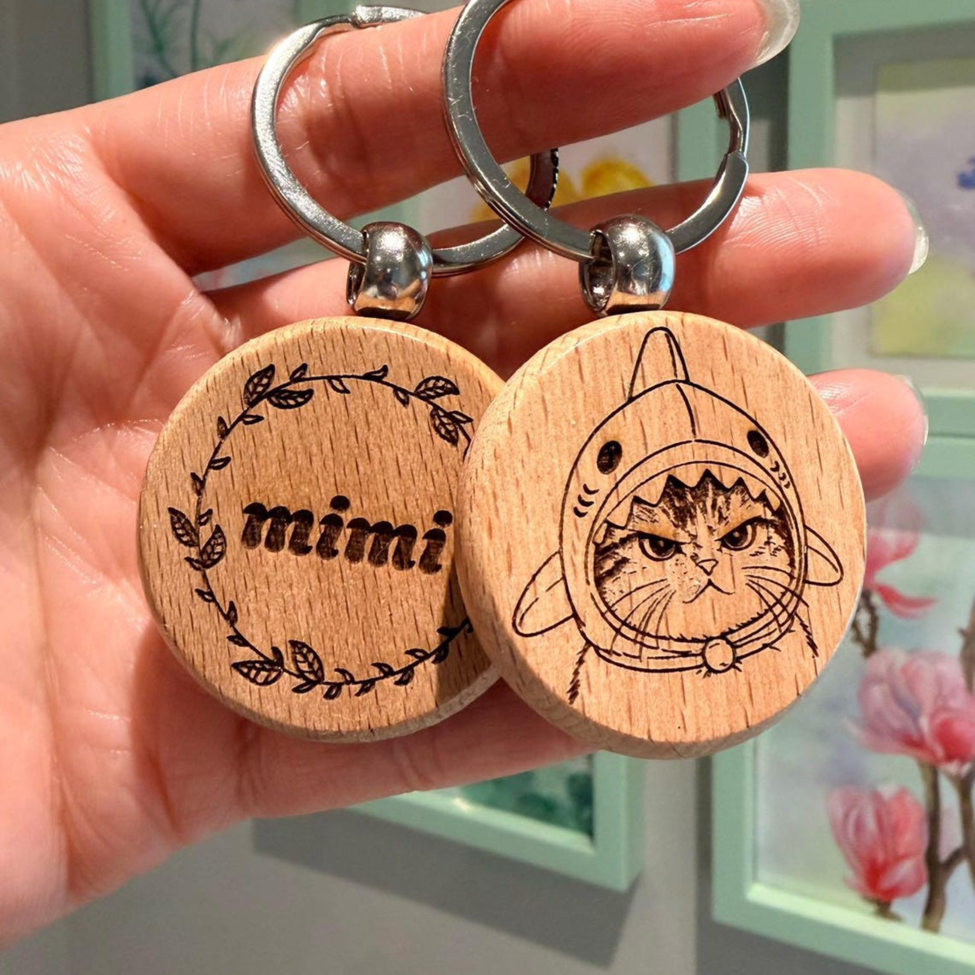 Personalized Pet Portrait Wood Keychain | inAccs52