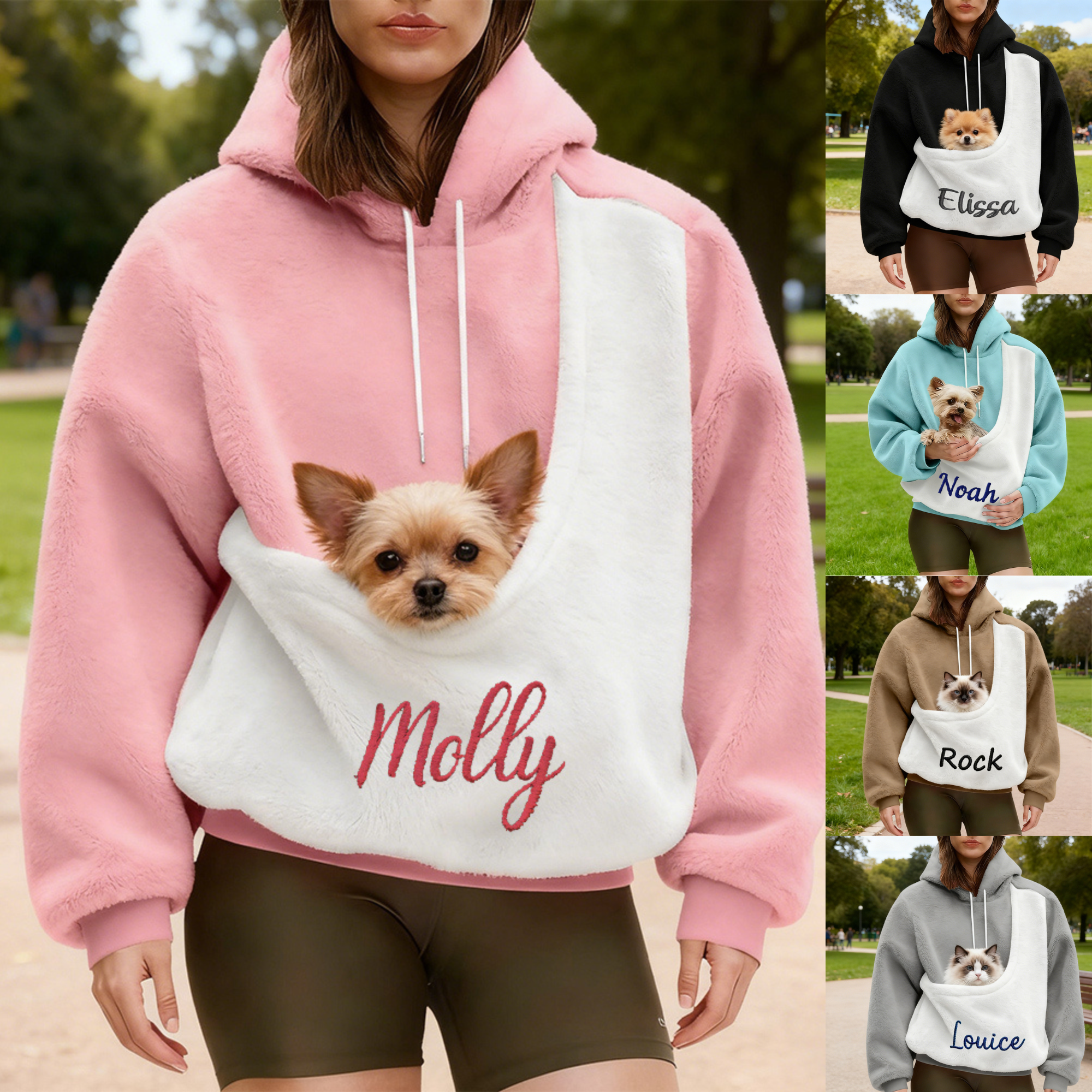 Personalized Embroidered Name Cozy Pet Carrier Fleece Hoodie | KKCloth333