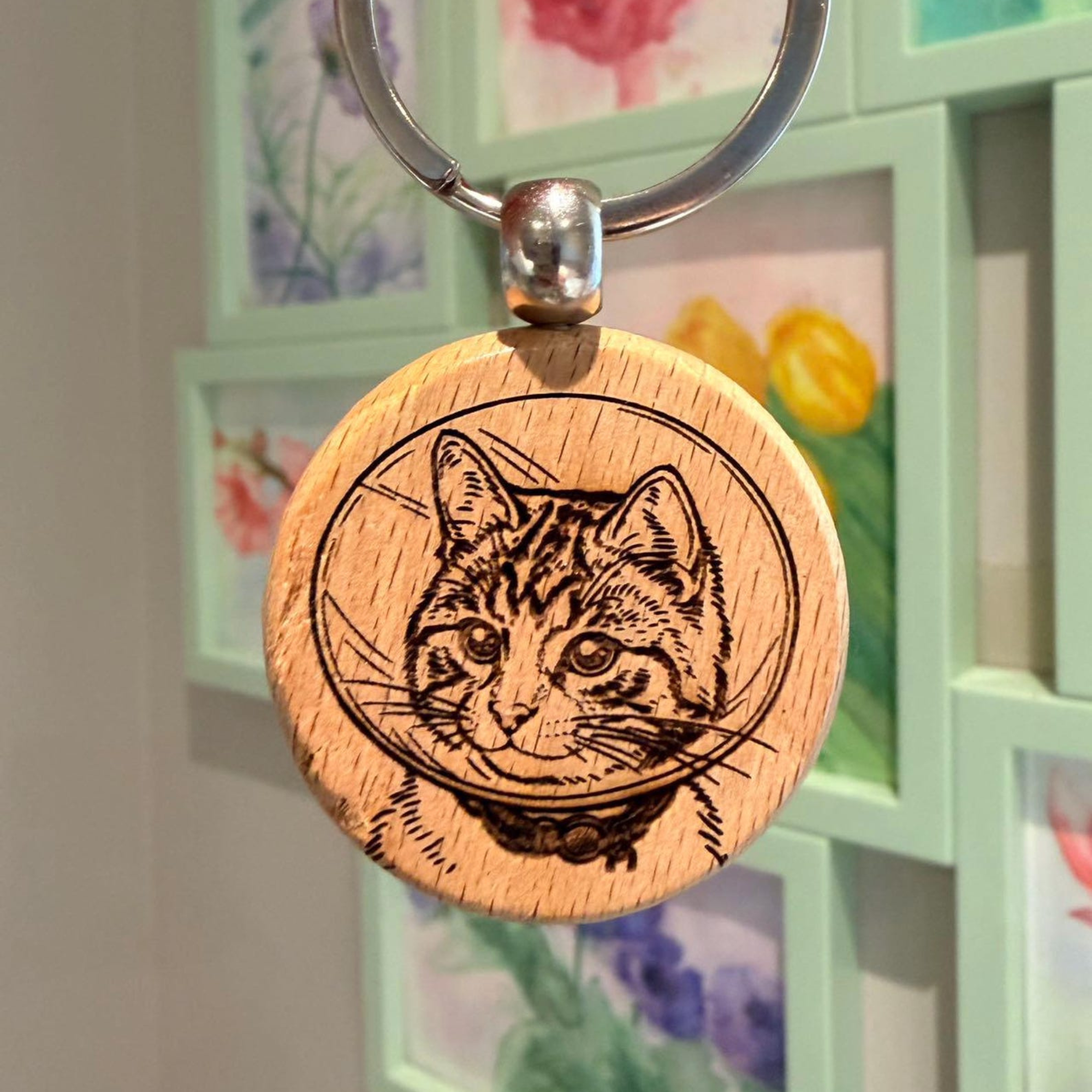 Personalized Pet Portrait Wood Keychain | inAccs52