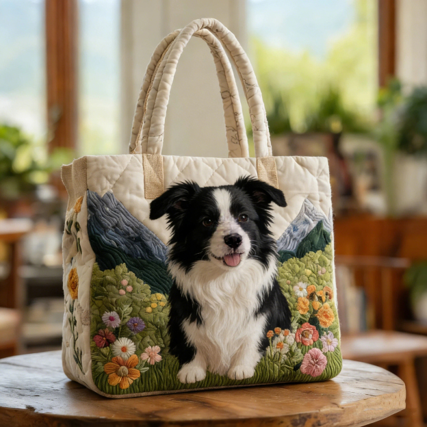 Vintage Timeless Consistent Collie Quilted Tote Bag | inBag13